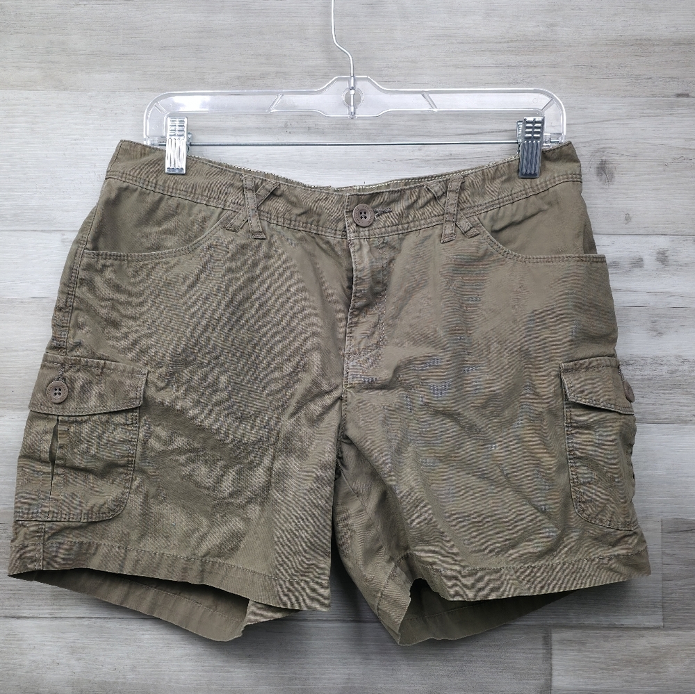Natural Reflections Brown Khaki Cotton Cargo Shorts Womens Size 8 - Picture 10 of 11